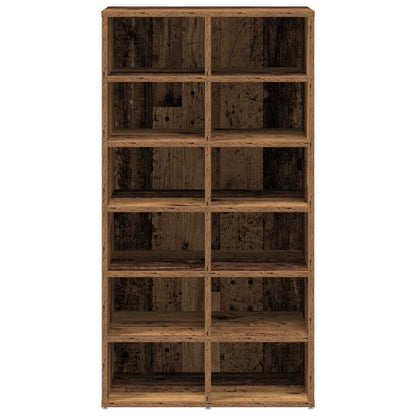 Flow Shoe Rack Old Wood Tall 12 Compartments