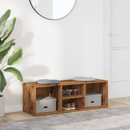 Flow Shoe Bench Old Wood 4 Compartments Wide & Low