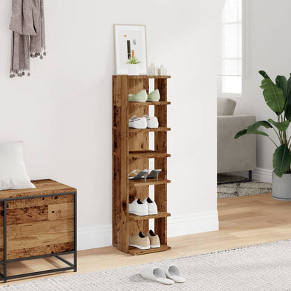 Haven Shoe Cabinet Old Pine 6 Compartments Tall & Narrow
