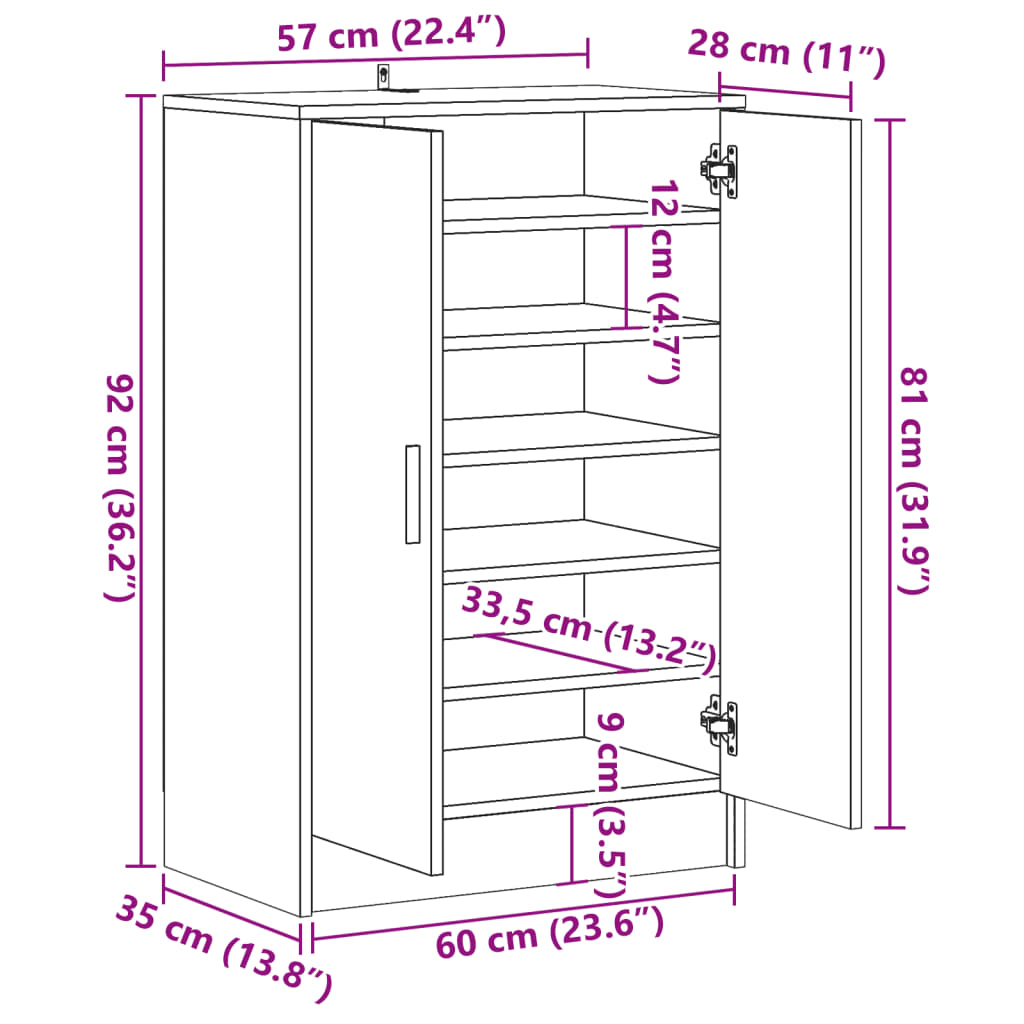 Haven Shoe Cabinet Old Pine 2 Compartments Medium