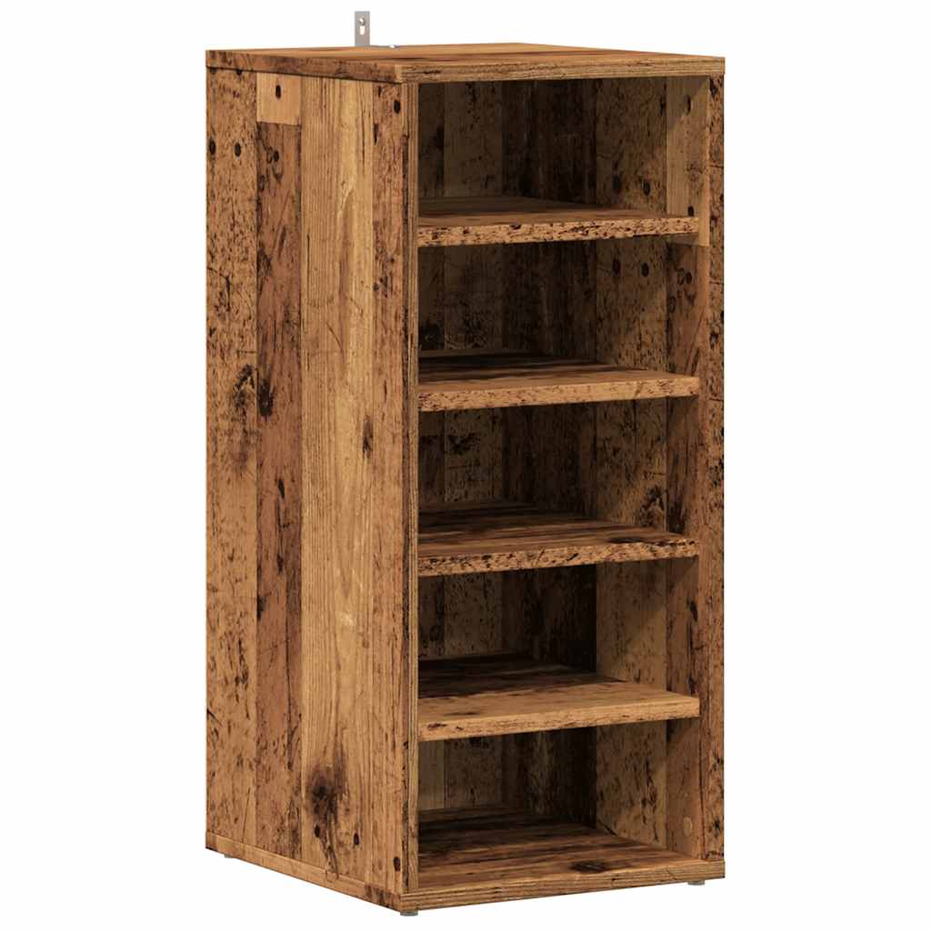 Haven Shoe Cabinet Old Pine 5 Compartments Skinny & Tall