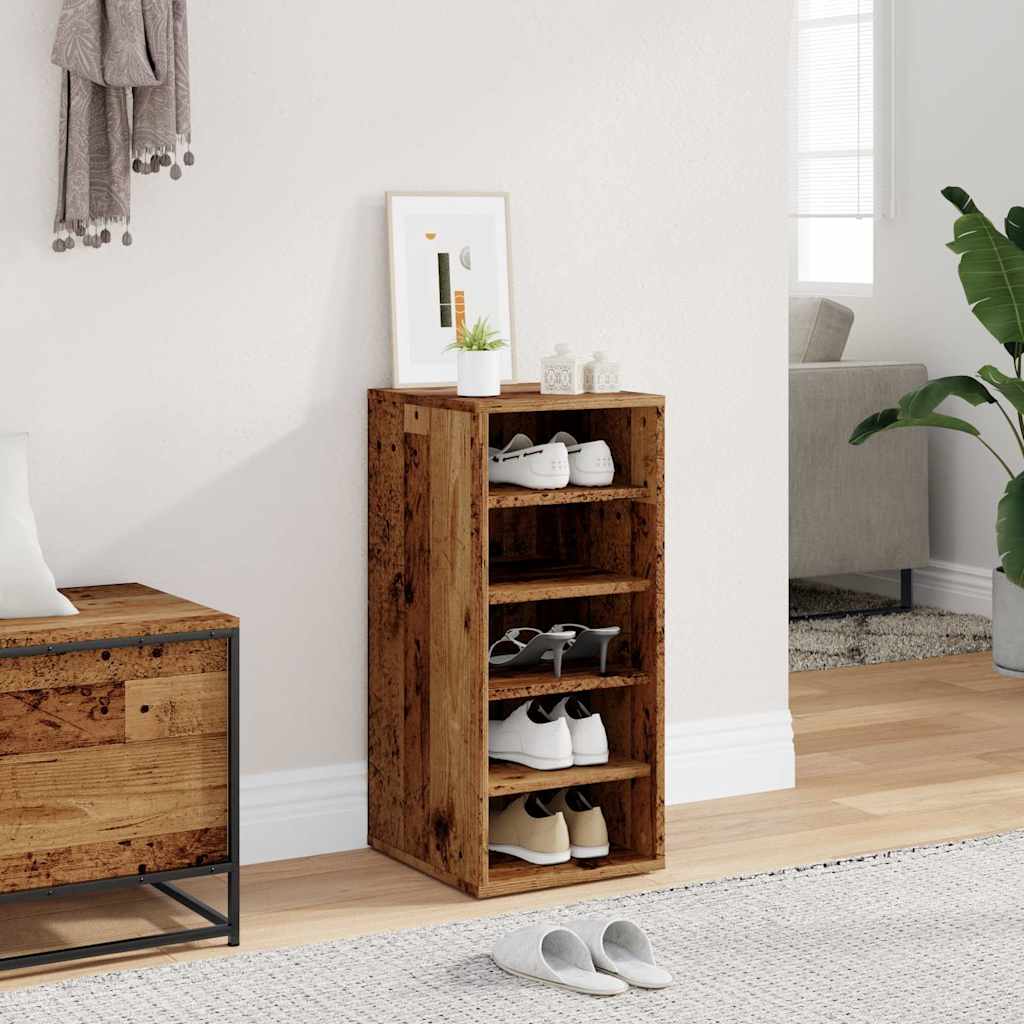 Haven Shoe Cabinet Old Pine 5 Compartments Skinny & Tall