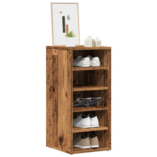 Haven Shoe Cabinet Old Pine 5 Compartments Skinny & Tall