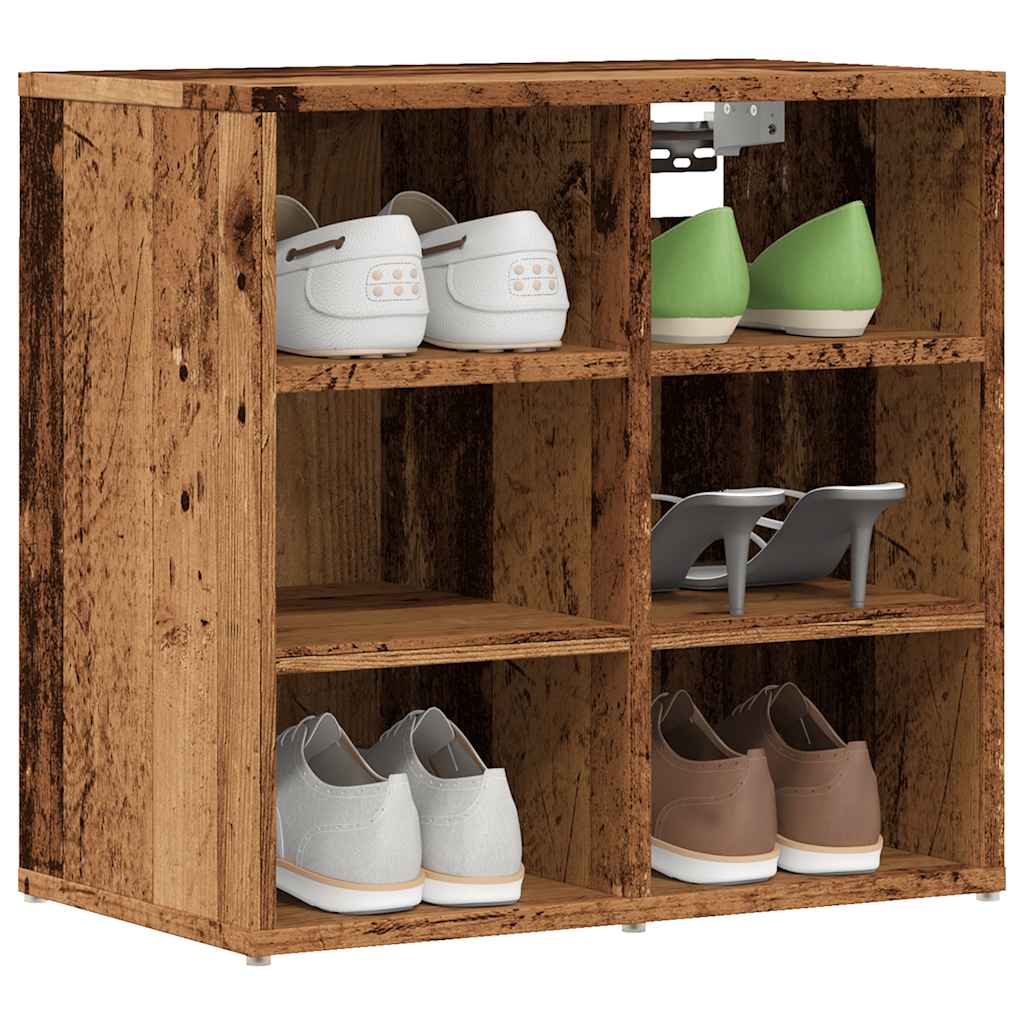 Luxe Shoe Cabinet Natural Grained Oak 6 Compartments Wide & Deep