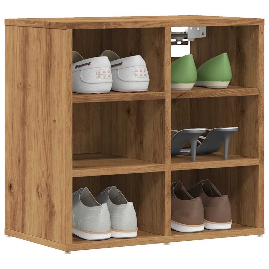 Luxe Shoe Cabinet Natural Grained Oak 6 Compartments Wide & Deep