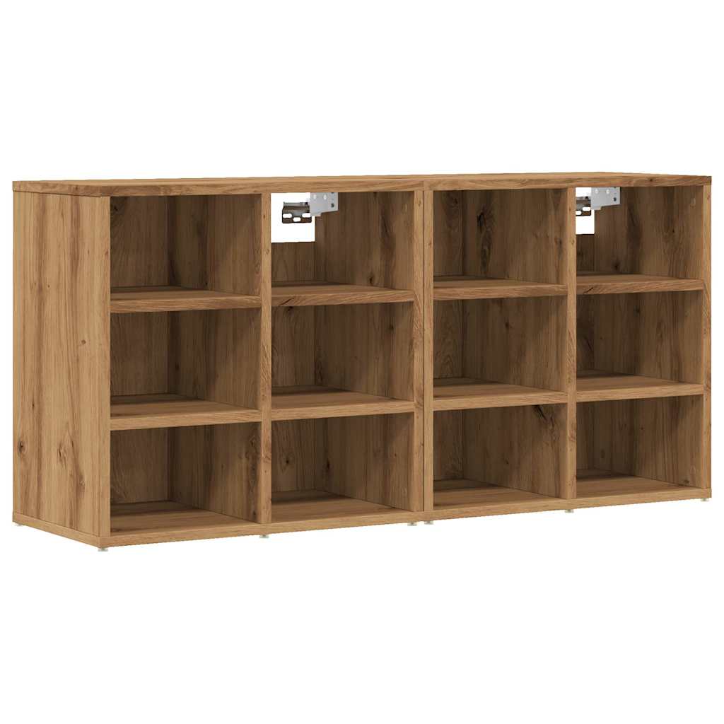 Shoe Cabinet Natural Grained Oak 12 Compartments Wide & Deep