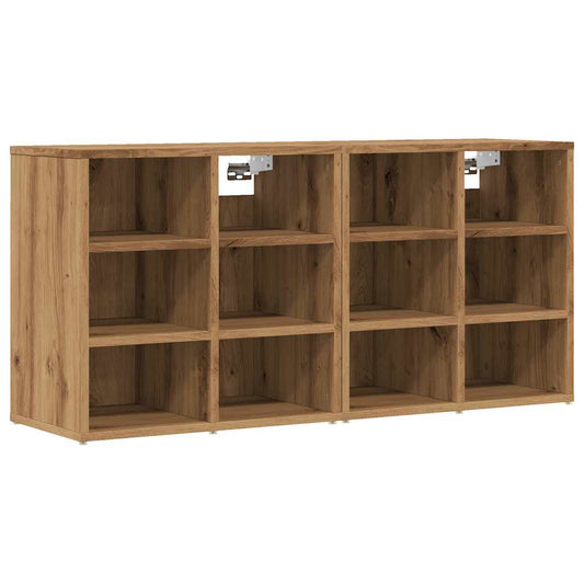 Shoe Cabinet Natural Grained Oak 12 Compartments Wide & Deep