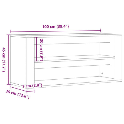 Shoe Rack White Glazed Oak Wide & Long
