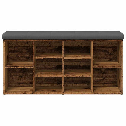 Shoe Bench Old Grained Wood 10 Compartments Wide & Deep