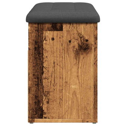 Shoe Bench Old Grained Wood 3 Compartments Medium