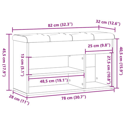 Shoe Bench Old Grained Wood 3 Compartments Medium