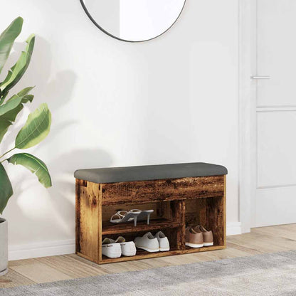 Shoe Bench Old Grained Wood 3 Compartments Medium