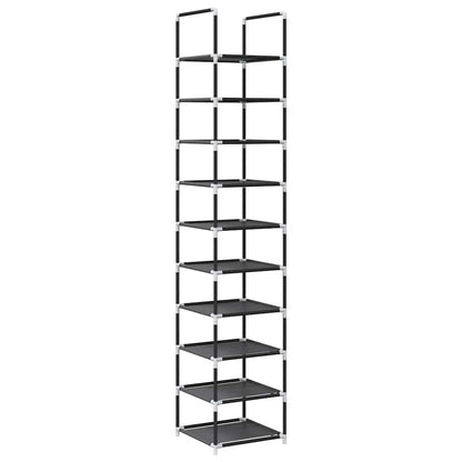 Gray Fabric 10 Compartments Shoe Rack