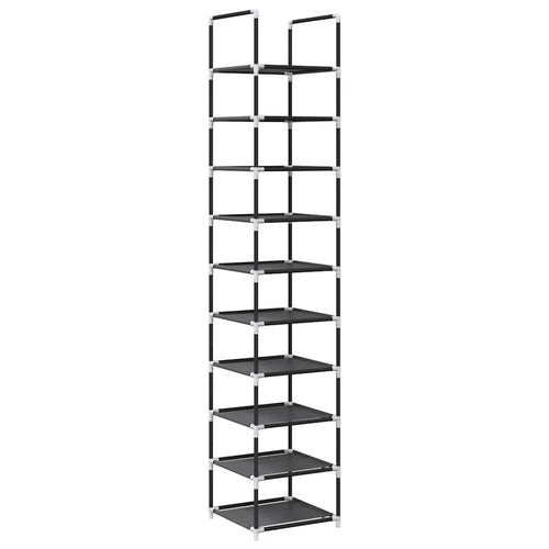 Gray Fabric 10 Compartments Shoe Rack