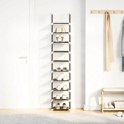 Gray Fabric 10 Compartments Shoe Rack