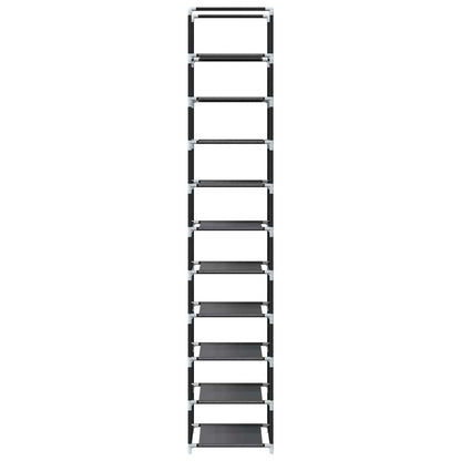 Gray Fabric 10 Compartments Shoe Rack