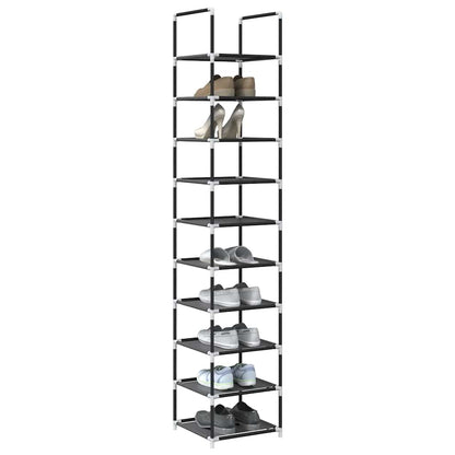Gray Fabric 10 Compartments Shoe Rack