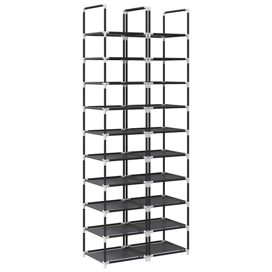 Gray Set Of 2 Fabric 10 Compartments Shoe Rack