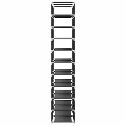 Gray Set Of 2 Fabric 10 Compartments Shoe Rack