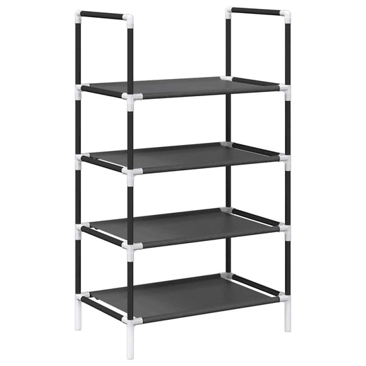 Shoe Rack 4-Tier Black Non-Woven Fabric with Powder-Coated Steel