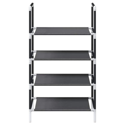 Shoe Rack 4-Tier Black Non-Woven Fabric with Powder-Coated Steel