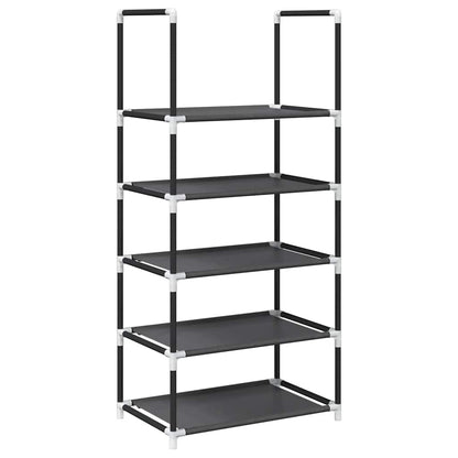 Shoe Rack 5-Tier Black Non-Woven Fabric with Powder-Coated Steel