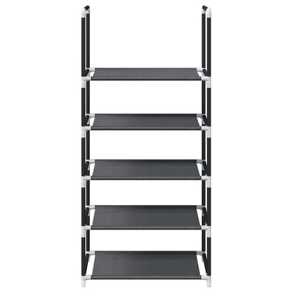 Shoe Rack 5-Tier Black Non-Woven Fabric with Powder-Coated Steel