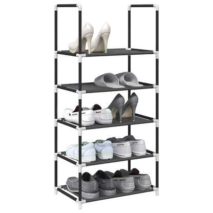 Shoe Rack 5-Tier Black Non-Woven Fabric with Powder-Coated Steel