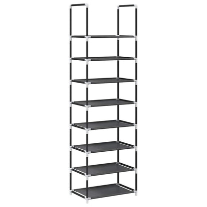 Shoe Rack 7-Tier Black Non-Woven Fabric with Powder-Coated Steel