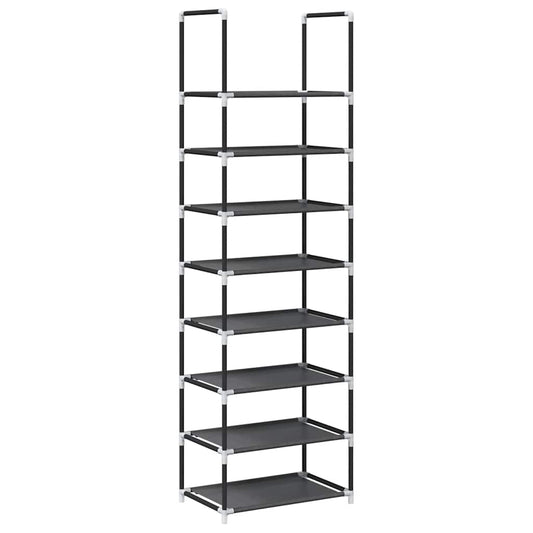 Shoe Rack 7-Tier Black Non-Woven Fabric with Powder-Coated Steel