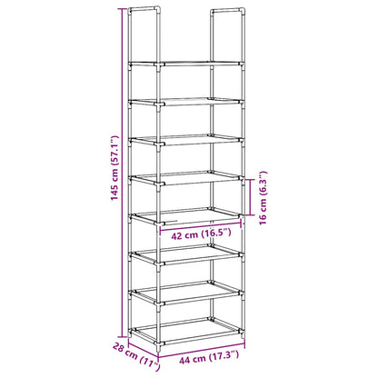 Shoe Rack 7-Tier Black Non-Woven Fabric with Powder-Coated Steel