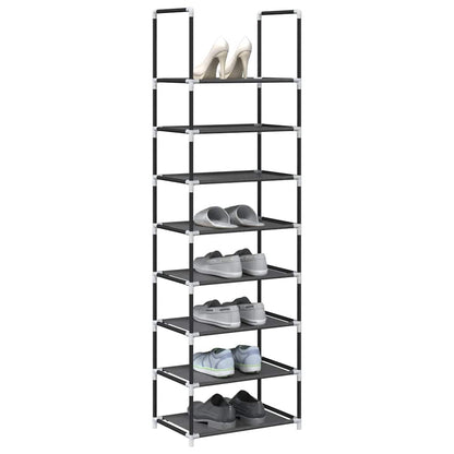 Shoe Rack 7-Tier Black Non-Woven Fabric with Powder-Coated Steel