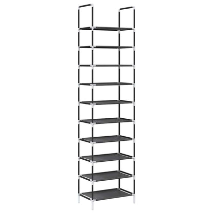 Shoe Rack 8-Tier Black Non-Woven Fabric with Powder-Coated Steel