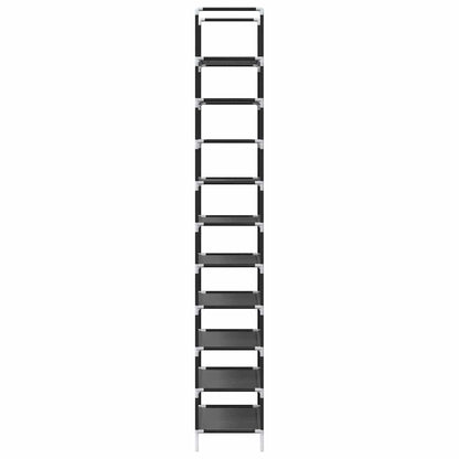 Shoe Rack 8-Tier Black Non-Woven Fabric with Powder-Coated Steel