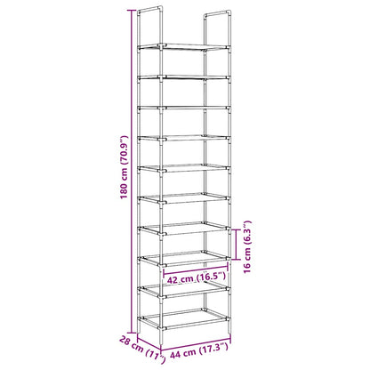 Shoe Rack 8-Tier Black Non-Woven Fabric with Powder-Coated Steel