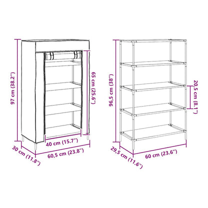 Gray Fabric 4 Compartments Covered Shoe Rack