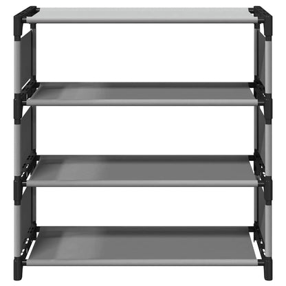 Gray Fabric 3 Compartments Shoe Rack