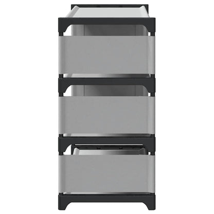 Gray Fabric 3 Compartments Shoe Rack