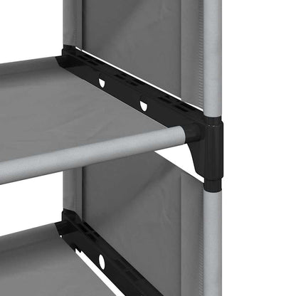 Gray Fabric 3 Compartments Shoe Rack