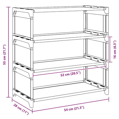 Gray Fabric 3 Compartments Shoe Rack