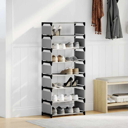 Gray Fabric 7 Compartments Shoe Rack