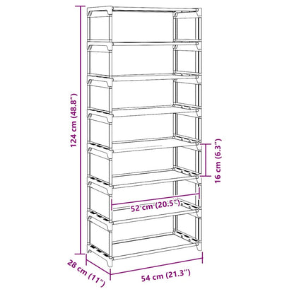 Gray Fabric 7 Compartments Shoe Rack