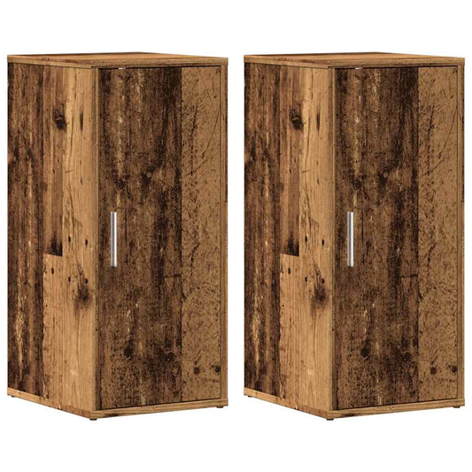 Haven Set Of 2 Shoe Cabinet Old Pine 5 Compartments Skinny & Tall