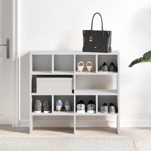 Shoe Rack Set of 2 White Warm-Toned Wood Stackable