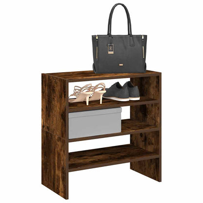 Modern 15 Pair 24" Smoked Oak Shoe Rack With 3-Tiers