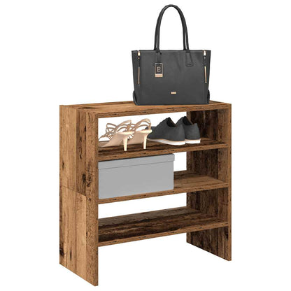 Modern 15 Pair 24" Smoked Oak Shoe Rack With 3-Tiers