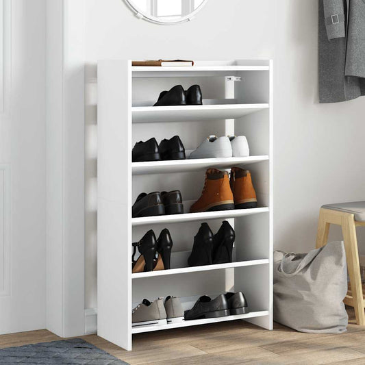Modern 18 Pair 23" Oak Shoe Rack With 5-Tiers