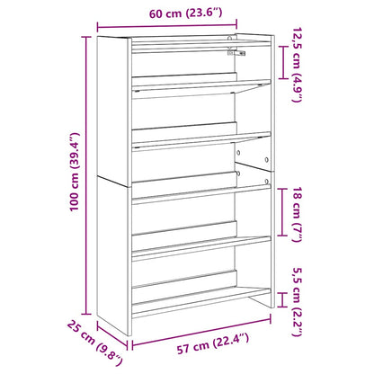 Modern 18 Pair 23" Oak Shoe Rack With 5-Tiers