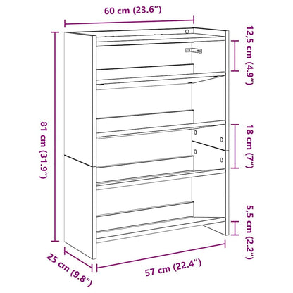 Modern 12 Pair 23" Wooden Shoe Rack With 4-Tiers