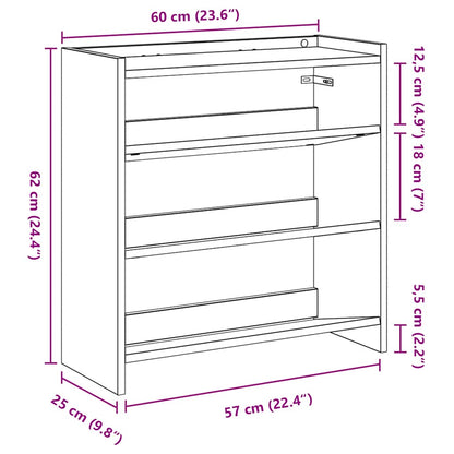 Modern 9 Pair 23" Wooden Shoe Rack With 3-Tiers